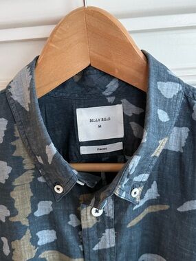 Billy Reid Men's Blue Patterned Button-Down Shirt